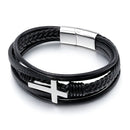 Pulseiras Masculinas em Couro com Pingente em Cruz - Agma Brasil