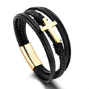Pulseiras Masculinas em Couro com Pingente em Cruz - Agma Brasil