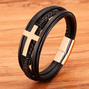 Pulseiras Masculinas em Couro com Pingente em Cruz - Agma Brasil