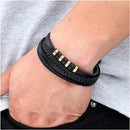 Pulseira Masculina Trançada de Couro