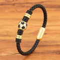 Agma Brasil - Pulseira Masculina em Couro Futebol - Dourada 2
