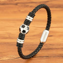 Agma Brasil - Pulseira Masculina em Couro Futebol - Prata 2