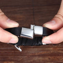 Bracelete Masculino em Couro com Pingente em Aço