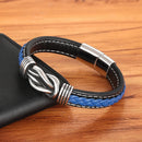 Bracelete Masculino em Couro com Pingente em Aço