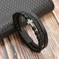Braceletes Masculino em Couro - Linha Classic - Agma Brasil - Preto cruz