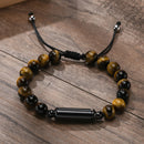 Pulseira Pérola Masculina - marrom madeira Preto