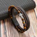 Braceletes Masculino em Couro - Linha Classic - Agma Brasil - Marrom Cruz
