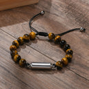 Pulseira Pérola Masculina - Marrom madeira Prata