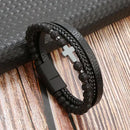 Braceletes Masculino em Couro - Linha Classic - Agma Brasil - Preto cruz