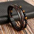 Braceletes Masculino em Couro - Linha Classic - Agma Brasil - Marrom Verniz