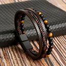 Braceletes Masculino em Couro - Linha Classic - Agma Brasil - Marrom Verniz