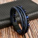 Braceletes Masculino em Couro - Linha Classic - Agma Brasil - Azul Verniz